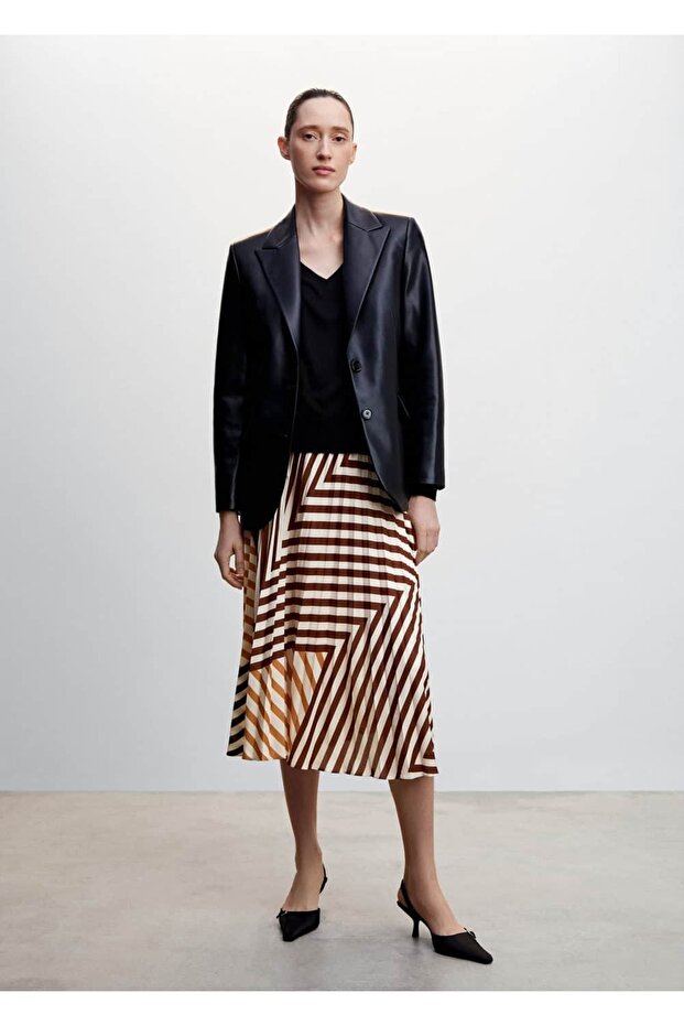 Desenli Pilili Etek - 2