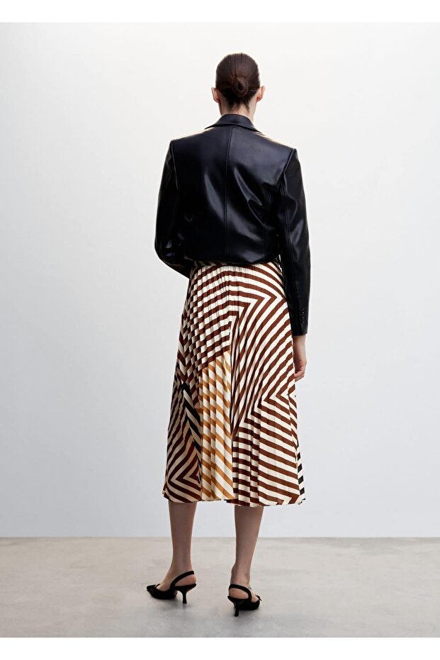 Desenli Pilili Etek - 4