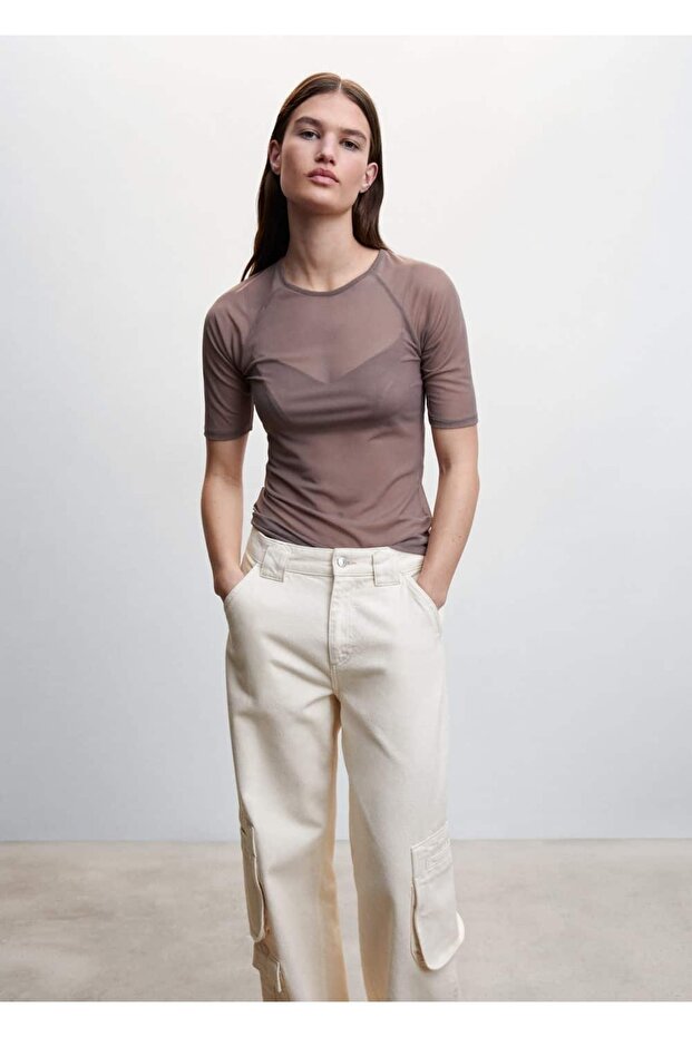 Yarı Transparan Büstiyer Bluz - 1