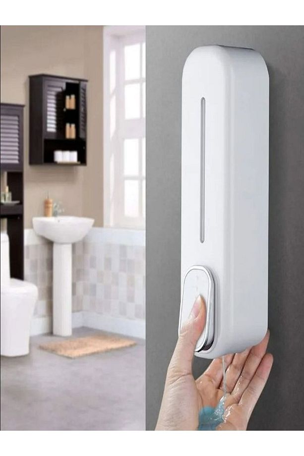 4 Adet Duvara Monte Edilebilir Banyo 350ml Sabunluk Şampuan Sıvı Sabun Şişesi Beyaz Basmalı Model - 9
