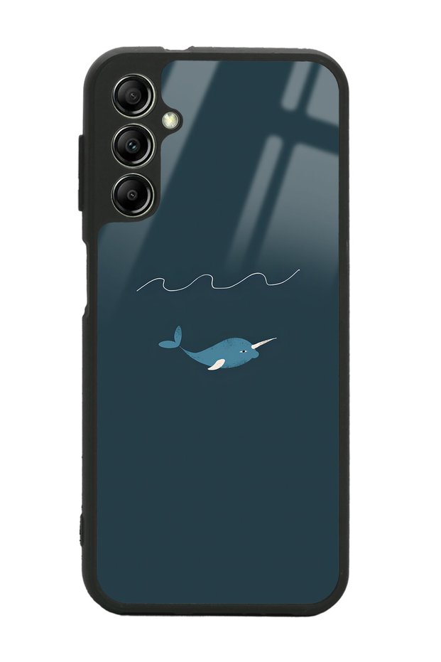 Samsung A04S Glossy Phone Case with Doodle Fish Design