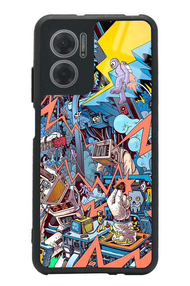 Xiaomi Redmi Note 11E Glossy Phone Case with Retro Machine Design