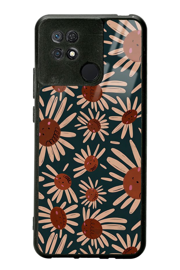 Xiaomi Redmi 10C Glossy Phone Case with Retro Daisy Design