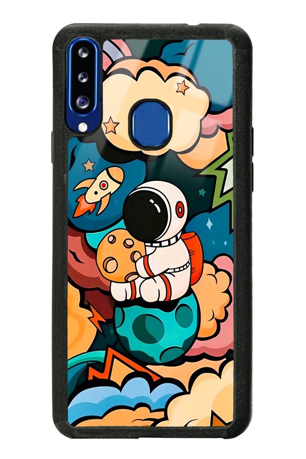 Samsung A20S Glossy Phone Case with Baby Astronaut Design