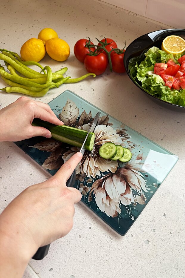 Glass Cutting Plate - Glass Cutting Board| Lotus| 17cm x 29cm