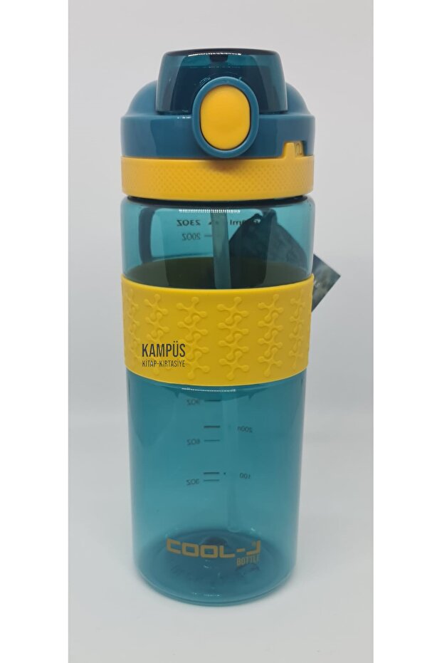 Cool-J 650ML قارورة تريتان زرقاء-أصفر K7570 مع قش