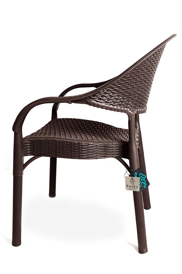 Bambu Rattan Kollu Sandalye Koltuk 4 Adet Dayanıklı Bahçe Sandalyesi Kahve - 3
