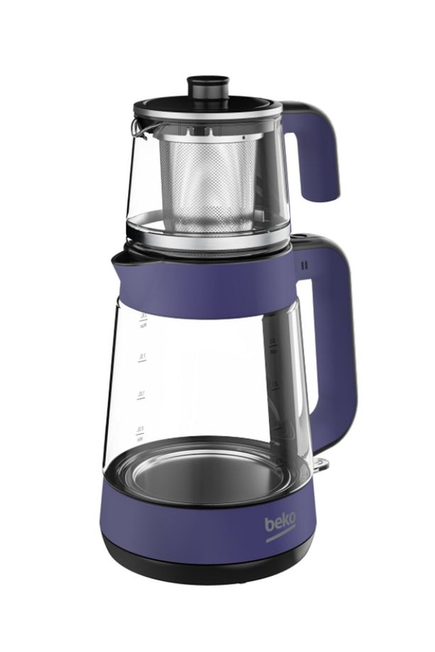 1900 W 2000 ml Cam Çaycı Mor - 1