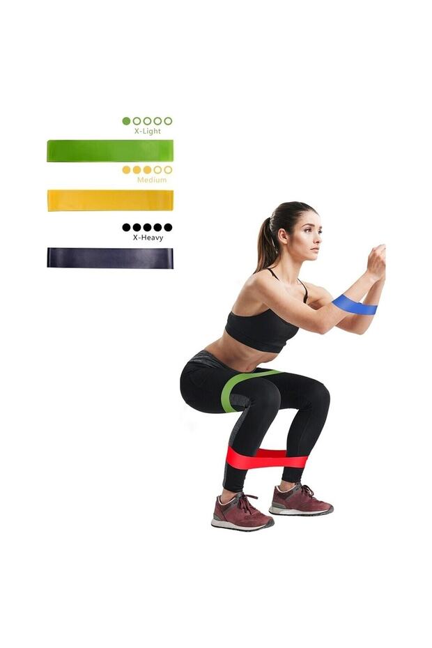 3 Pieces Different Resistance Aerobic Band Light Medium Hard Pilates Fitness Squat Work Tire