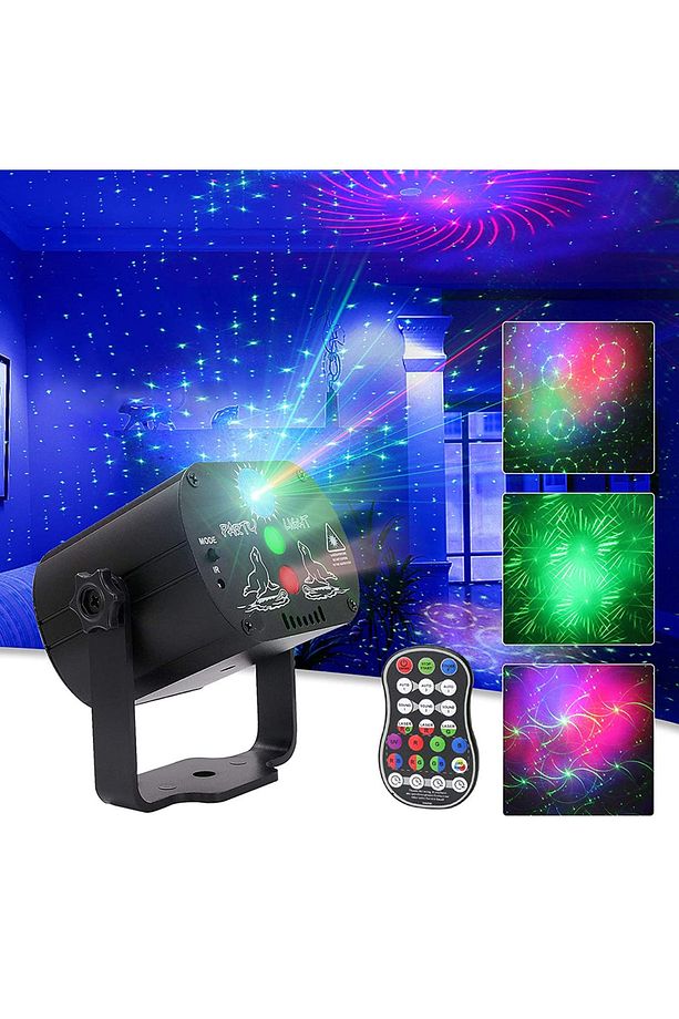 DİSKO LAZER PROJEKTÖR SES KONTROLLÜ RGB LED AYDINLATMALI MİNİ SAHNE PARTİ LAZER EFEKT - 4