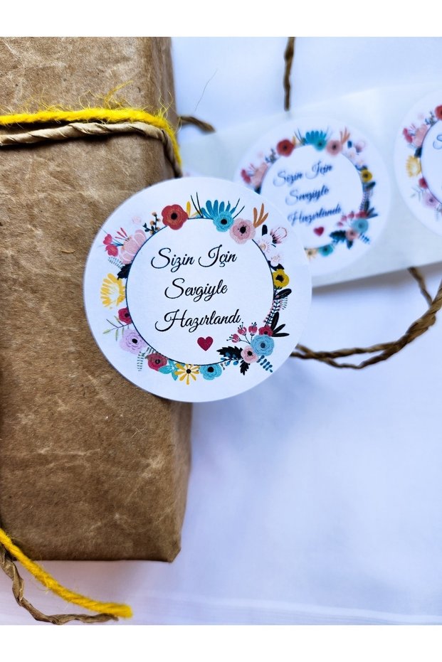 Adhesive Sticker - Crafted with Love for You Colorful Sticker (5 CM) 40 Pieces