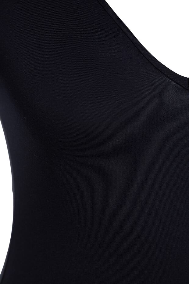 Granatowy body z głębokim dekoltem w serek i zatrzaskami TPRAW22BD0084 - 7