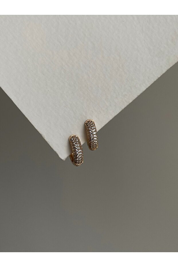 Steel Rose Gold Row Stoned Missy Earrings - Does not blacken-