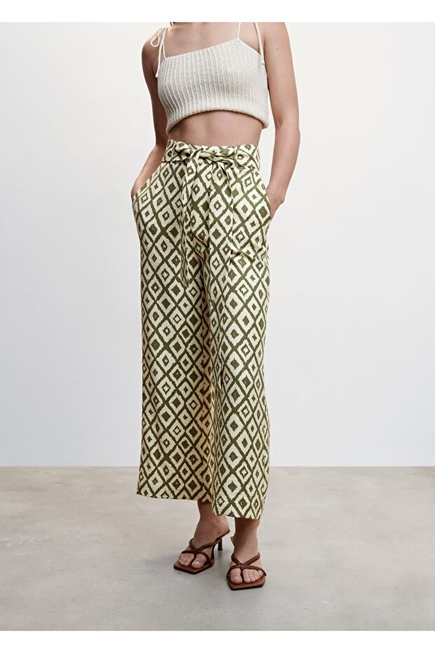 Desenli Fiyonklu Pantolon - 6