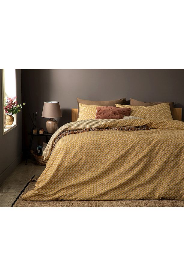 Palm Krep Tek Kişilik Nevresim Takımı 160x220 Cm Hardal - 1