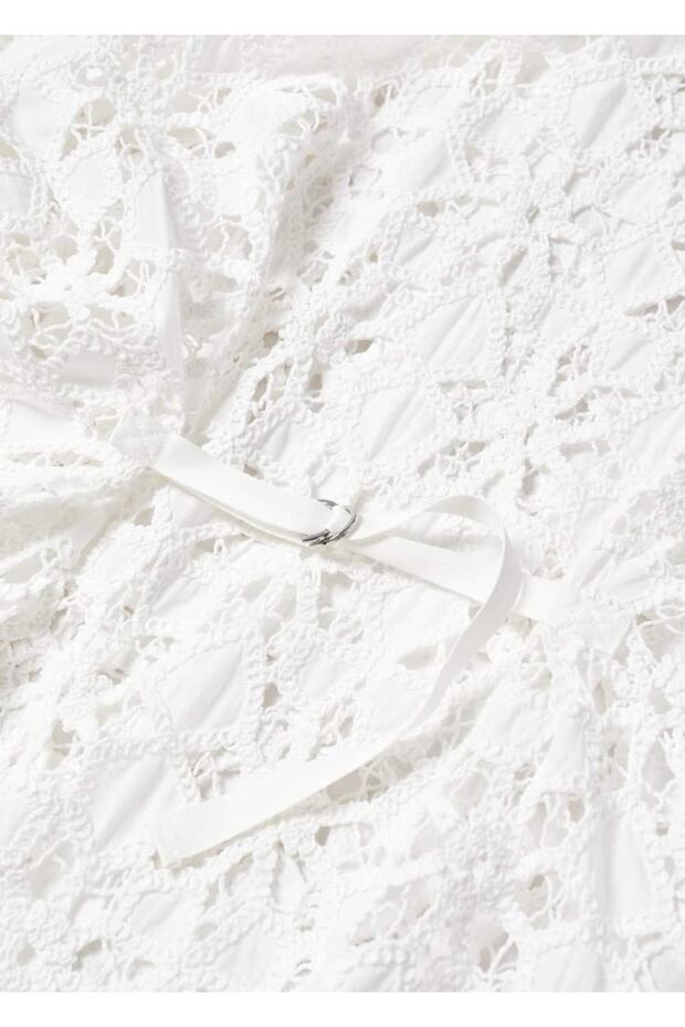 Şerit detaylı güpür gömlek - 6