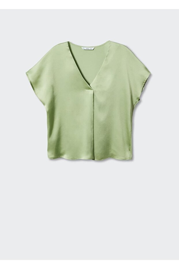 V Yakalı Saten Gömlek - 3