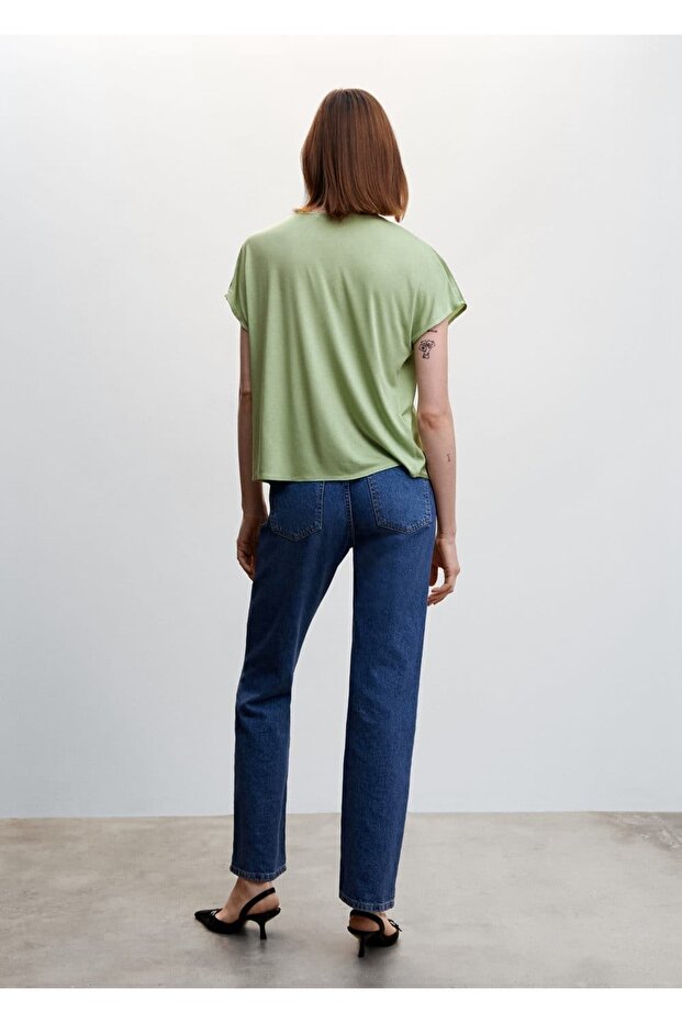 V Yakalı Saten Gömlek - 4