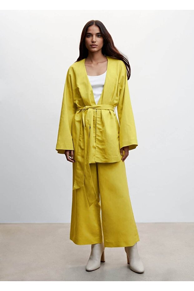 Keten Karışımlı Kısa Paçalı Pantolon - 2