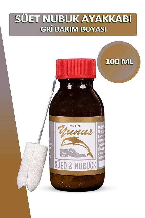 Bağcık Altın Yunus Gri Nubuk Süet Ayakkabı Bakım Boyası Süngerli 100 ml Set - 1