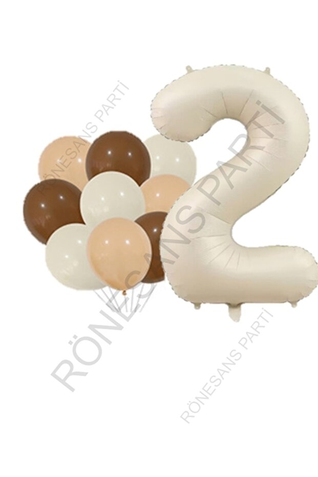 Beige Number and Latex Balloon Set Age 2