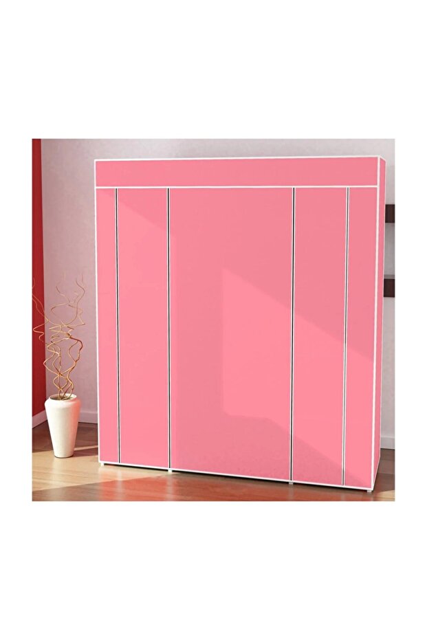 Çift Yandan Raflı Bez Dolap Kumaş Gardırop - 2