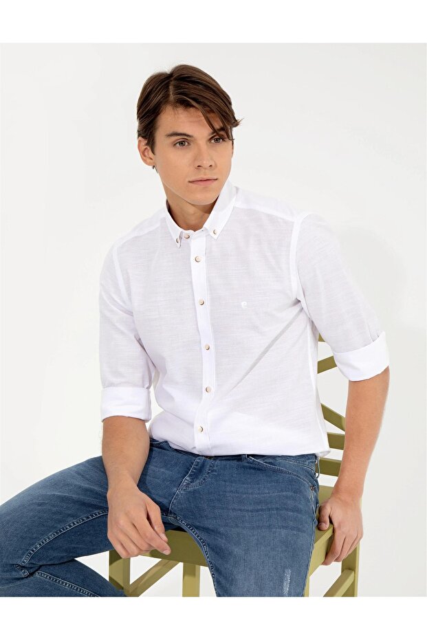 Slim Fit Linen Look Shirt