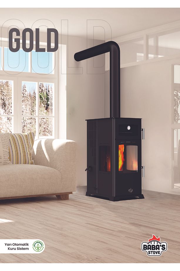 Yarı Otomatik Pelet Ve Odun Sobası / Gold 12 Kw / (TEK CAMLI FIRINLI) - 6