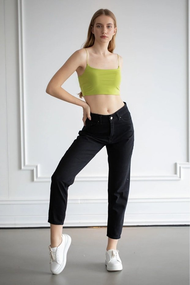 Women's High Waist Black Mom Jeans Jeans