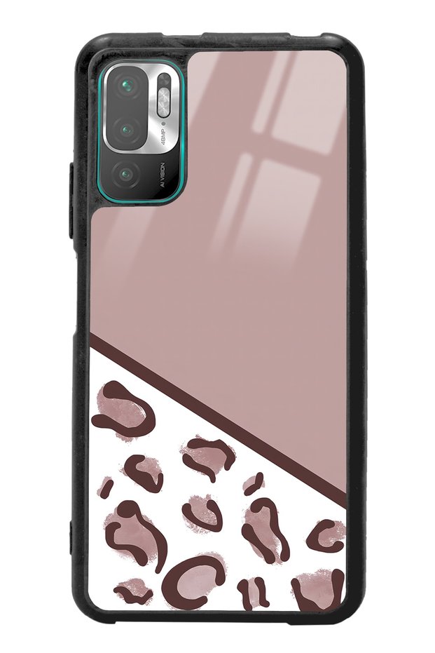 حافظة هاتف لامعة بتصميم الفهد البني لهاتف Xiaomi Redmi Note 10 5g