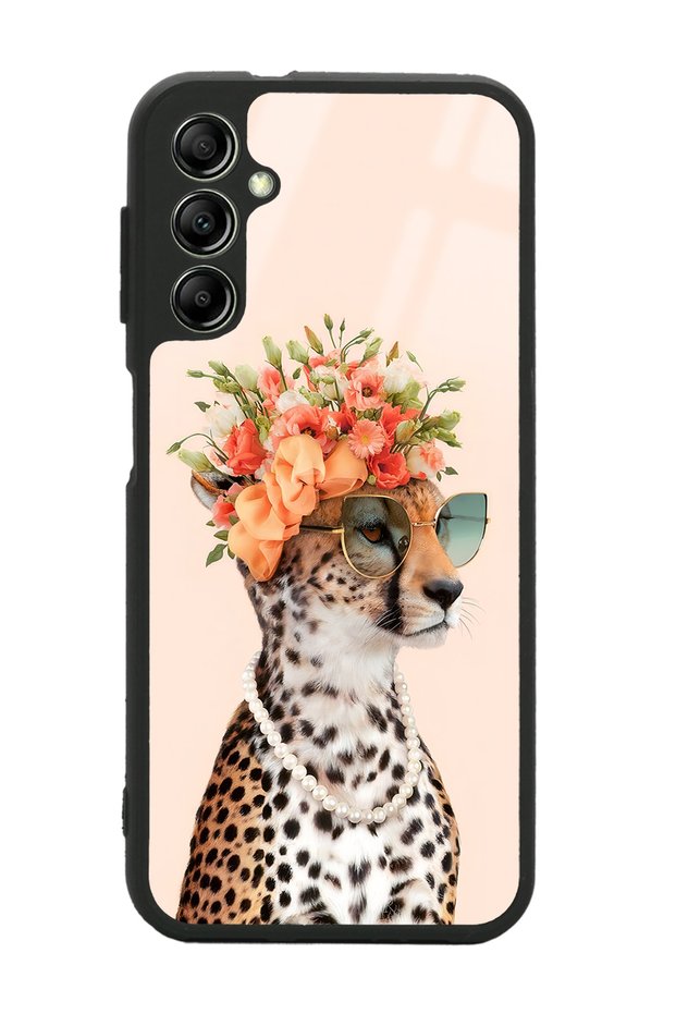 Samsung A04S Influencer Glossy Phone Case with Leopard Cat Design