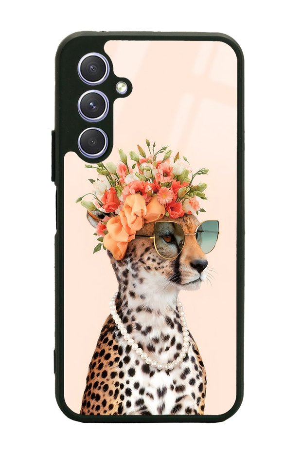 Samsung A24 Compatible Influencer Leopard Cat Design Glossy Phone Case