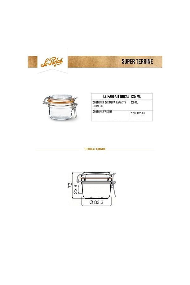 Super Terrines Klipsli/Contalı Cam Kavanoz 125 ml (2 Adet) - 3