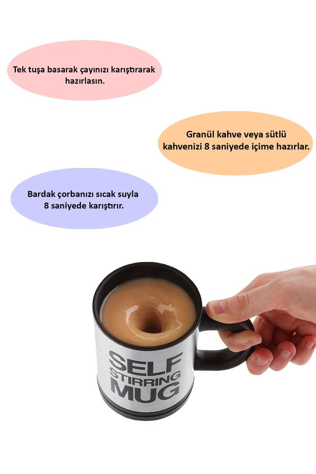 Mikser Kupa Bardak Kendi Kendine Karıştıran Tek Tuşla Kolay Kullanım - 3