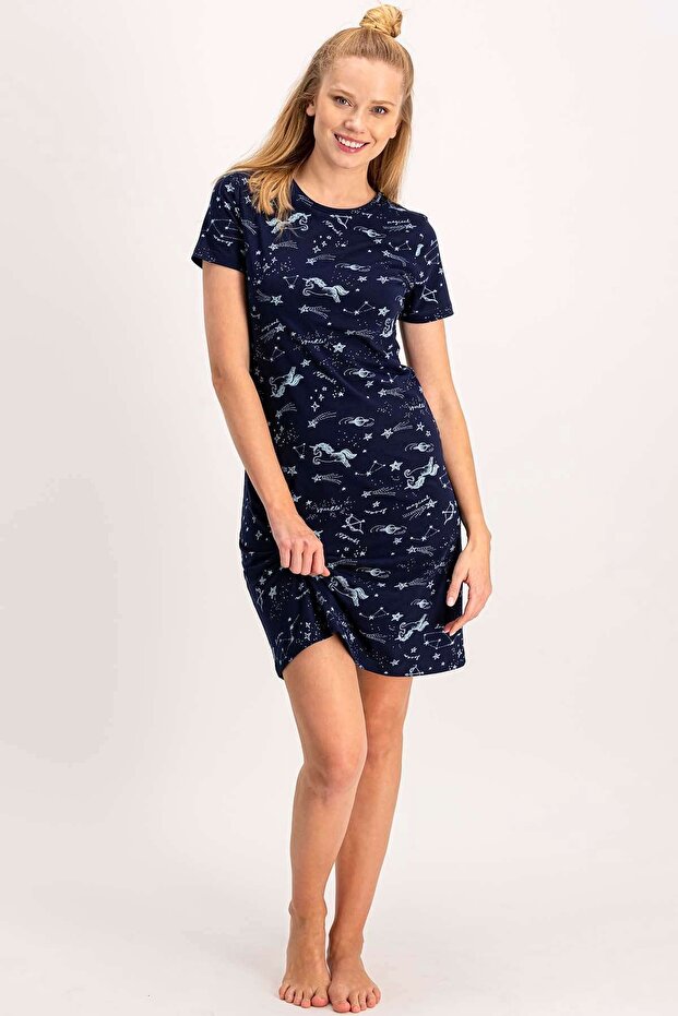 Lacivert Kadın Gecelik - 1