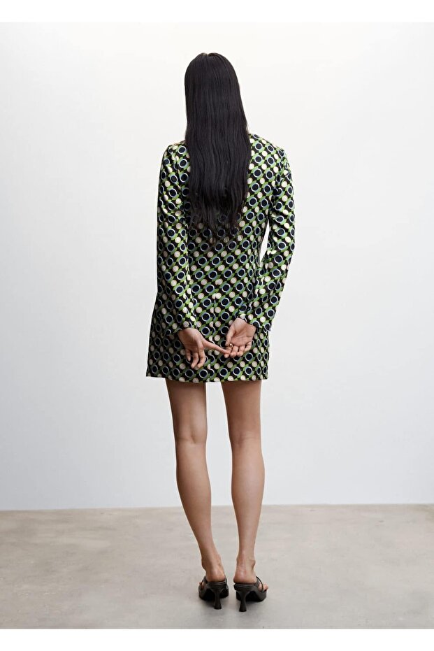 Desenli Kısa Elbise - 4