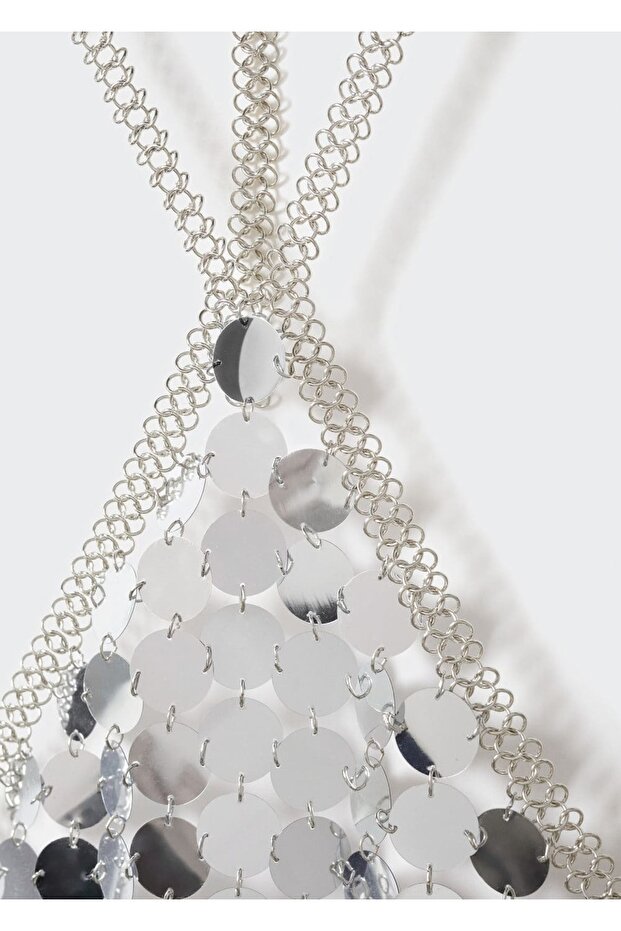 Metalik diskli elbise - 8