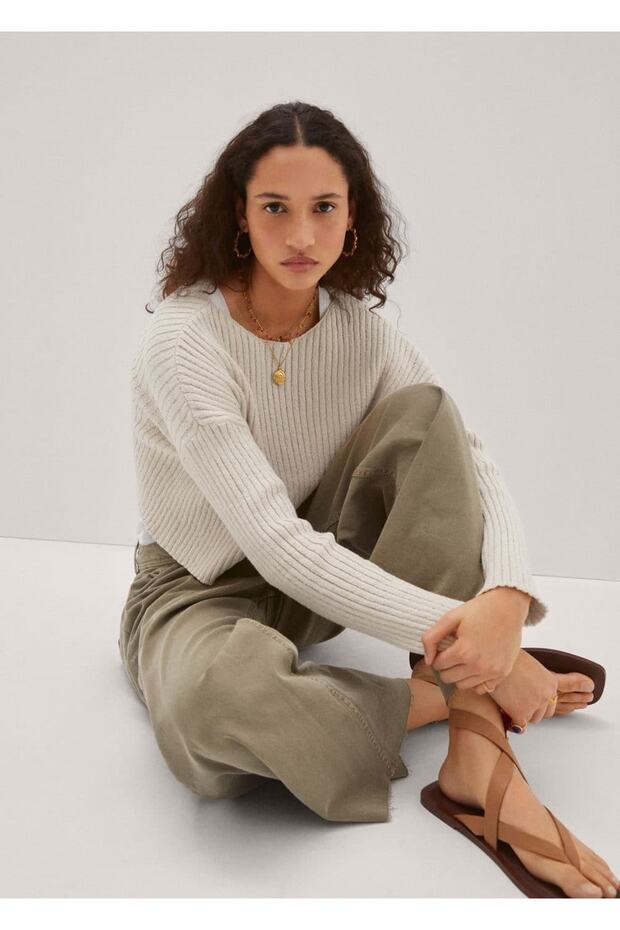 Kayık Yaka Triko Kazak - 6