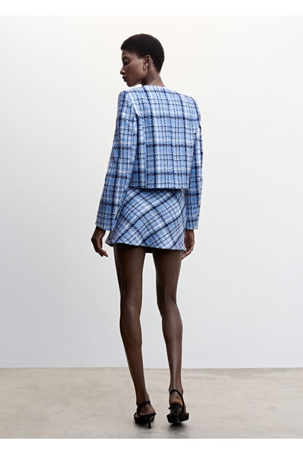 Kareli Tüvit Mini Etek - 4