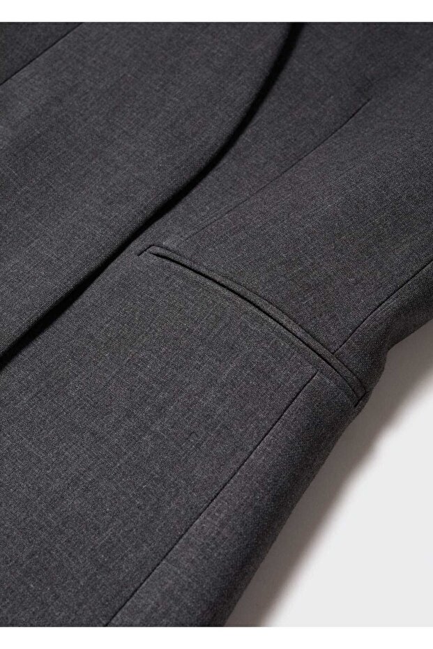 Yakasız Kumaş Ceket - 5