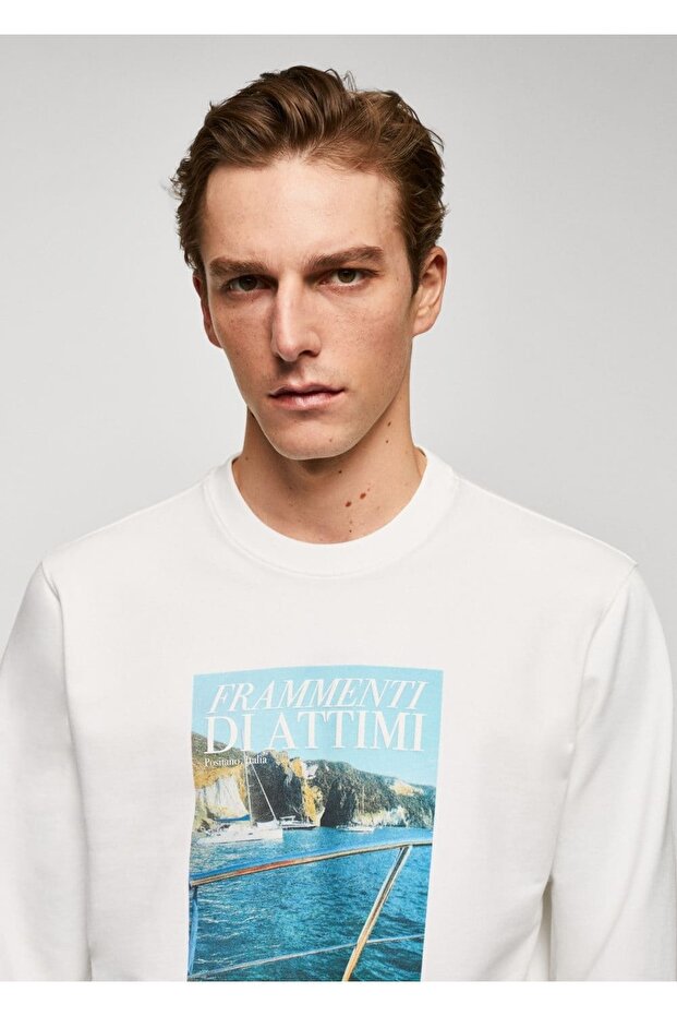 Desenli pamuklu sweatshirt - 6