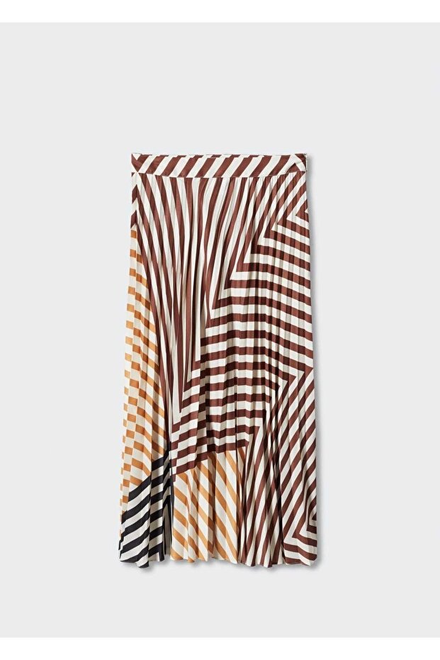 Desenli Pilili Etek - 3