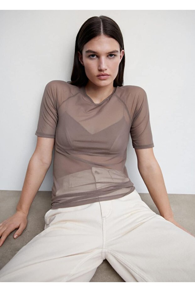 Yarı Transparan Büstiyer Bluz - 7