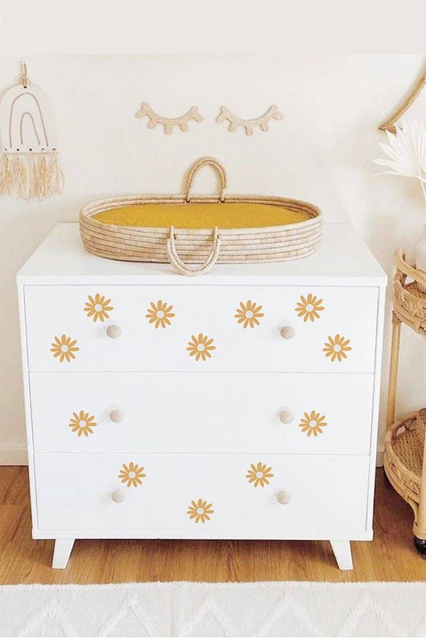 Boho Papatya Bebek Çocuk Odası Dekoratif Duvar Sticker Seti - 2