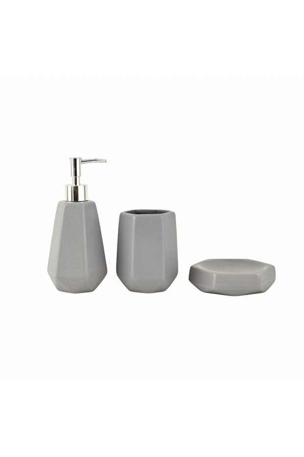 Ruby 3-Piece Gray Bathroom Accessory Set - 1