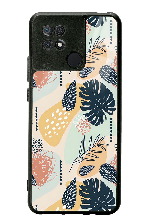 حافظة هاتف لامعة بتصميم أوراق الشجر الرجعية لهاتف Xiaomi Redmi 10C