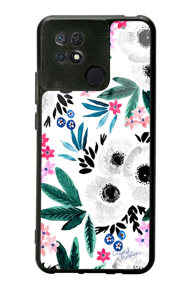 Case for Xiaomi Redmi 10C White Flower Design Glossy Phone Case