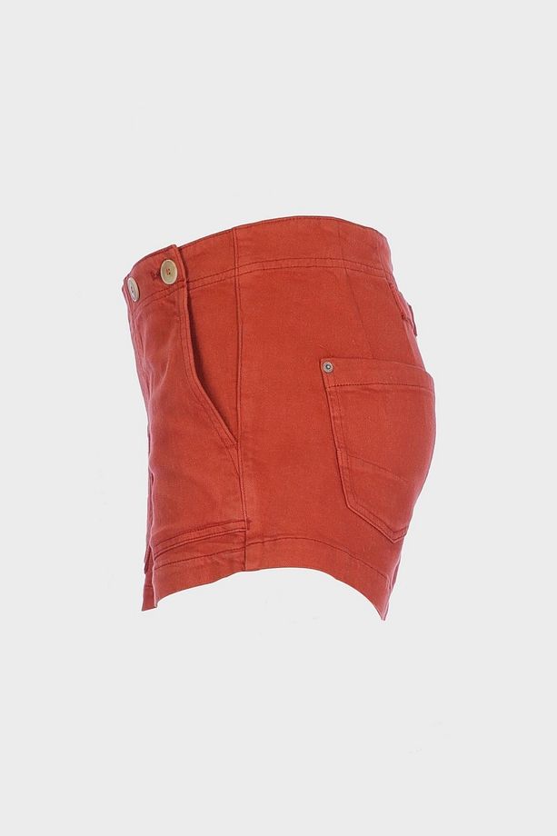 Tarçın Rengi Gizli Fermuarlı Jean Şort C 4534-085 - 4