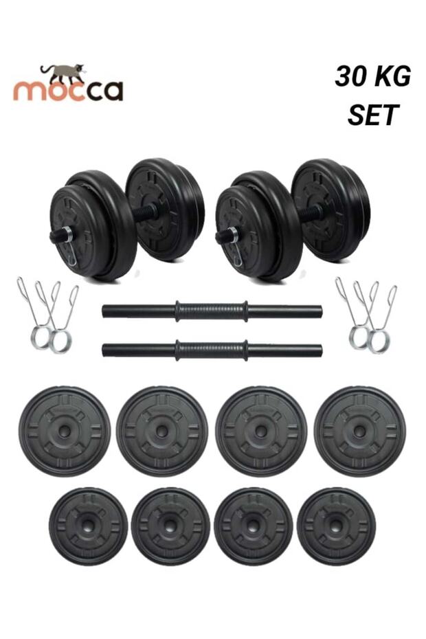Mocca Style 32 Kg Ağırlık Seti Dambıl , Vücut Geliştirme Aleti ,halter Seti 30 Kg Plaka Ağırlığı
