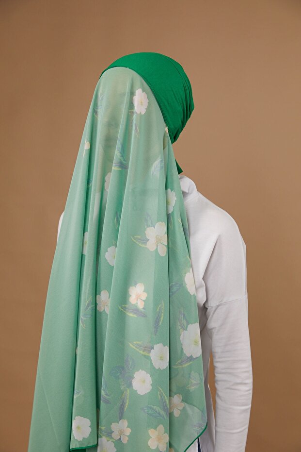 FLOWERS BONELİ ŞAL - YEŞİL - 3